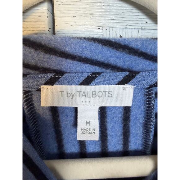 T By Talbots women’s turtleneck sweatshirt blue navy striped cozycore tribeMom - Picture 4 of 7